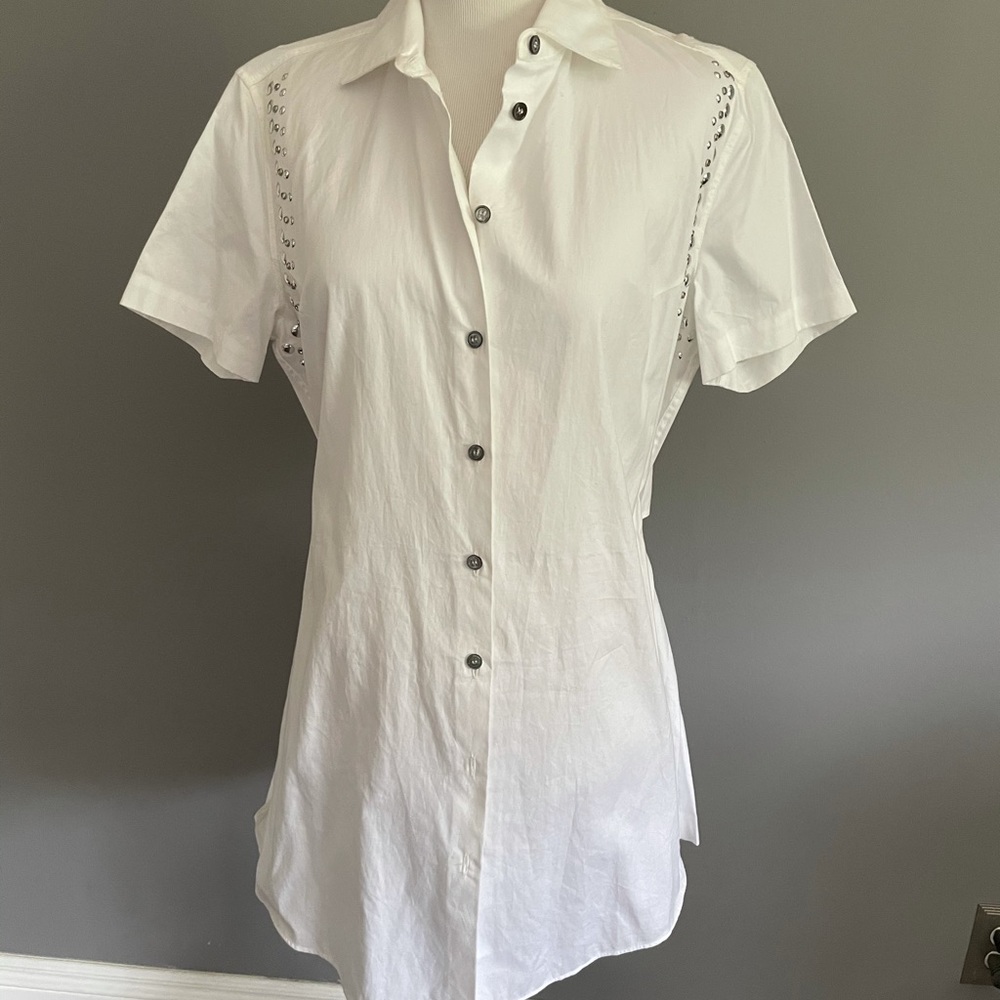 Jourden White Button Down/ Open Back Top. Size 42